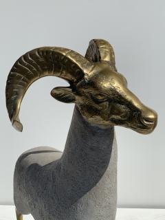 Pair Brass Sheep Ram Sculptures - 1133504