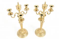 Pair Brass Three Light Arm Candelabras - 1130057