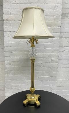 Pair Brass and Crystal Pineapple Lamps - 2496590