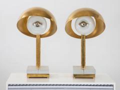 Pair Brass and Glass Lamps - 2504789