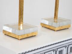 Pair Brass and Glass Lamps - 2504792