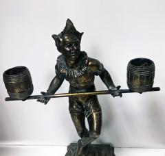 Pair Bronze Clown Candlesticks Sculptures Probably French C 1890 - 1265160
