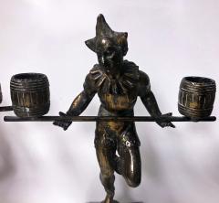 Pair Bronze Clown Candlesticks Sculptures Probably French C 1890 - 1265161