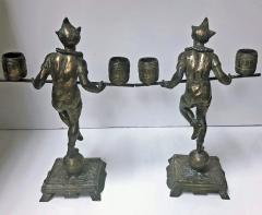 Pair Bronze Clown Candlesticks Sculptures Probably French C 1890 - 1265164