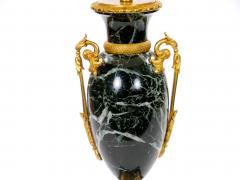 Pair Bronze Mounted Antico Verde Marble Urn Form Table Lamps French 19th Cent - 4796244