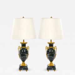 Pair Bronze Mounted Antico Verde Marble Urn Form Table Lamps French 19th Cent - 4796392