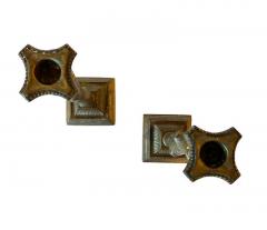 Pair Bronze Tree Branch Candlesticks with Roman Capital Top Grand Tour 19th C - 4613575