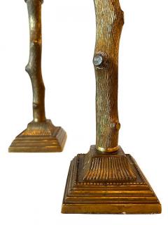 Pair Bronze Tree Branch Candlesticks with Roman Capital Top Grand Tour 19th C - 4613578