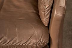 Pair Brown Leather Barrel Chairs 1980 - 2829476