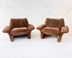 Pair Busnelli Misinto Suede Lounge Chairs Italy 1970 - 4310281
