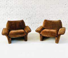 Pair Busnelli Misinto Suede Lounge Chairs Italy 1970 - 4310282