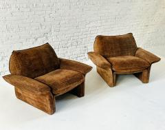 Pair Busnelli Misinto Suede Lounge Chairs Italy 1970 - 4310283