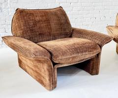 Pair Busnelli Misinto Suede Lounge Chairs Italy 1970 - 4310285