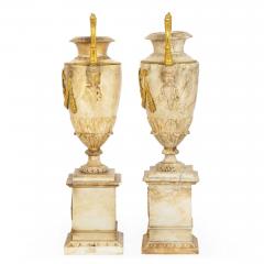 Pair Charles X Bronze Mounted Carved Alabaster Vases - 4501505