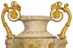 Pair Charles X Bronze Mounted Carved Alabaster Vases - 4501512