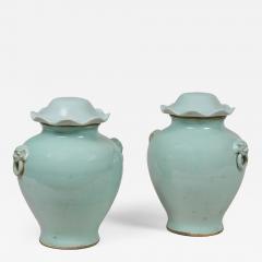 Pair Chinese Celadon Vases with Lids - 4552132