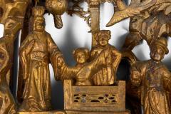 Pair Chinese Giltwood Architectural Relief Panels - 4686462