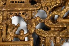 Pair Chinese Giltwood Architectural Relief Panels - 4686463