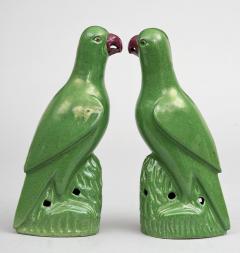 Pair Chinese Green Parrots Circa 1820 - 267125