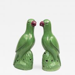 Pair Chinese Green Parrots Circa 1820 - 267855