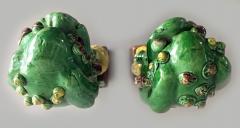 Pair Chinese Green Porcelain Foo Dogs - 2572412