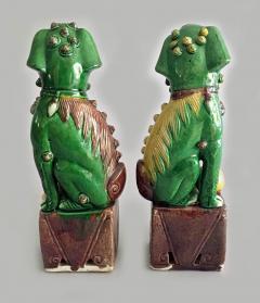 Pair Chinese Green Porcelain Foo Dogs - 2572414