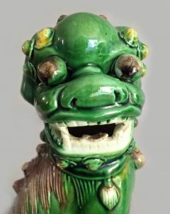 Pair Chinese Green Porcelain Foo Dogs - 2572417