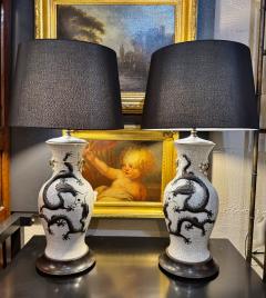 Pair Chinese Porcelain Dragon Vases Fitted as Lamps - 4264312
