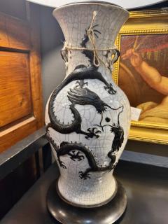 Pair Chinese Porcelain Dragon Vases Fitted as Lamps - 4264315