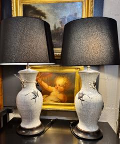 Pair Chinese Porcelain Dragon Vases Fitted as Lamps - 4264322