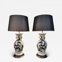 Pair Chinese Porcelain Dragon Vases Fitted as Lamps - 4267283