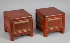 Pair Chinese Red Lacquered Low Stands - 4413889