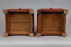 Pair Chinese Red Lacquered Low Stands - 4413899