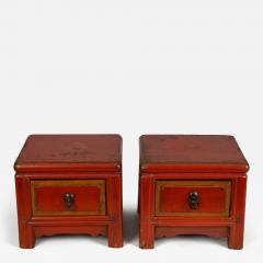 Pair Chinese Red Lacquered Low Stands - 4419618
