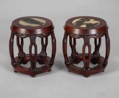 Pair Chinese Rosewood Barrel Form Display Stands - 4179739