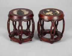 Pair Chinese Rosewood Barrel Form Display Stands - 4179740