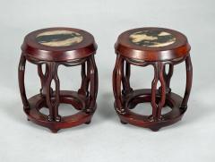 Pair Chinese Rosewood Barrel Form Display Stands - 4179742