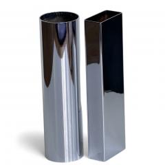 Pair Chrome Geometric Vases 1980 - 4397120