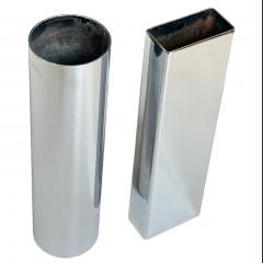 Pair Chrome Geometric Vases 1980 - 4397121