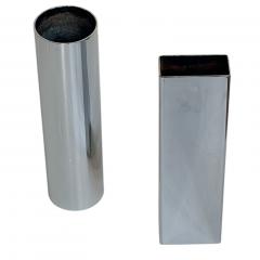 Pair Chrome Geometric Vases 1980 - 4397123