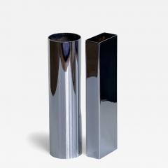 Pair Chrome Geometric Vases 1980 - 4399095