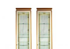 Pair Contemporary Modern Lacquered Wood Frame Glass Vitrine - 2824499