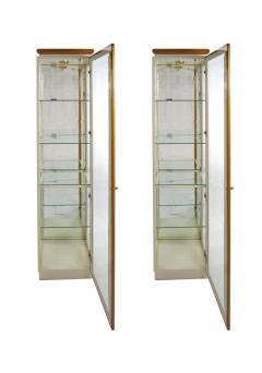 Pair Contemporary Modern Lacquered Wood Frame Glass Vitrine - 2824503