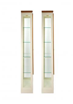 Pair Contemporary Modern Lacquered Wood Frame Glass Vitrine - 2824505
