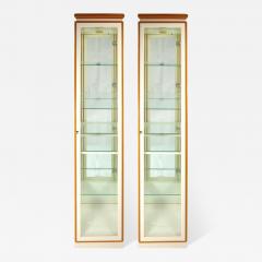 Pair Contemporary Modern Lacquered Wood Frame Glass Vitrine - 2828932