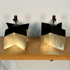 Pair Contemporary Stoneware Ceramic Croisillon Style Table Desk Lamps Glazed - 3327530