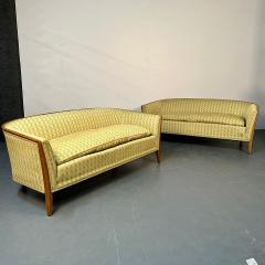 Pair Curved Mid Century Modern Sofas Settees Loveseats John Stuart for Irwin - 3028046