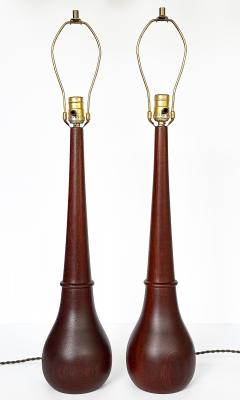 Pair Danish Solid Teak Table Lamps - 3337588