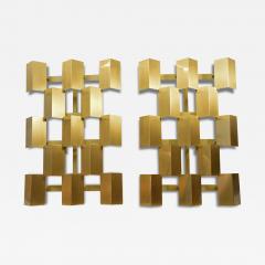 Pair Danish large brass wall lights ca 50s 60s - 4716336