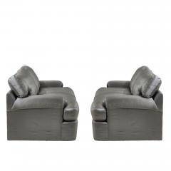 Pair Directional Gray Silk Settee 1970 - 2665320